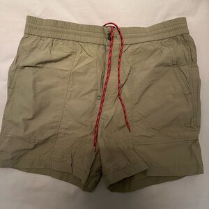 Alex Mill Nylon Green Shorts with Red Drawstring